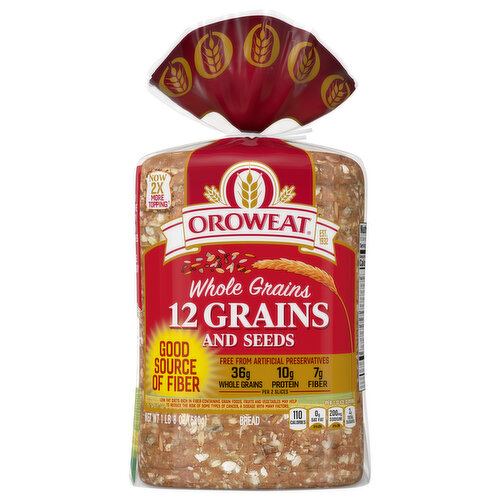 Oroweat Bread, 12 Grains and Seeds, Whole Grains