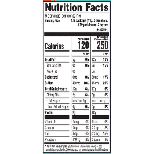 20 Taco Bell Taco Seasoning Nutrition Facts 