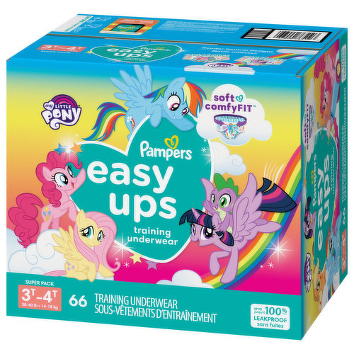 Pampers Easy Ups Training Pants Girls 3T-4T (30-40 lbs), 66 count