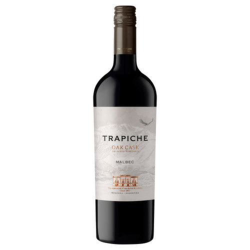The expression of the Andes Mountains since 1883. Argentina. Selected vineyards. Trapiche Oak Cask is crafted with grapes grown in high altitude vineyards, in the alluvial soils at the foothills of the Andes Mountains. The combination of altitude and generous sunshine produces very aromatic and fresh fruit. 9 months of oak aging adds harmony and complexity.