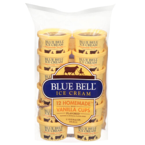 Blue Bell Gold Rim Ice Cream The Original Homemade Vanilla - 1 Half Gallon