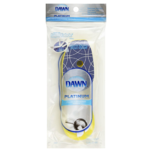 Contains: 2 refills for Dawn's fillable dish wand. Starts clean, stays clean. Food doesn't stick. Non-abrasive. Safe for non-stick surfaces. Made with super fabric brand. Starts clean, stays clean! For customer support between 9:00 am - 5:00 pm EST, please call toll free: 1-888-318-8521. www.dawnkitchen.com. Recommended for use with: Dawn Dishwashing Liquid. Made in Taiwan.