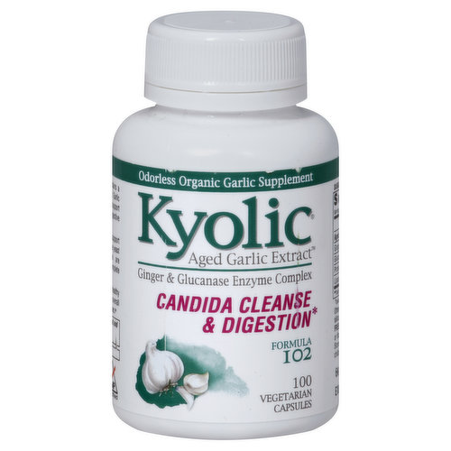 Kyolic Cleanse & Digestion, Candida, Formula 102, Vegetarian Capsules