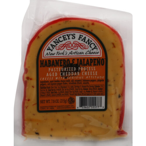 Yancey's Fancy Cheddar Cheese. Habanero & Jalapeno