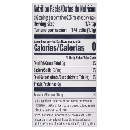 Calories in Morton Lite Salt Mixture and Nutrition Facts