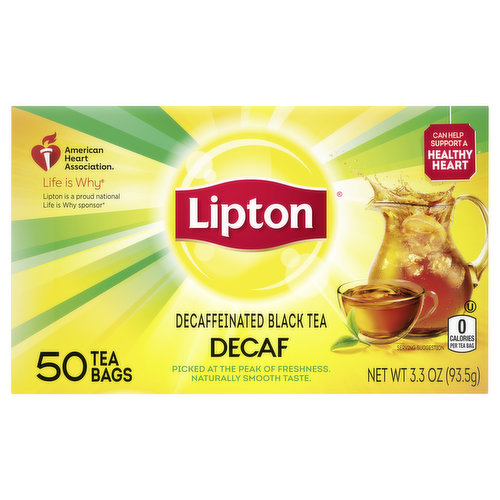 Lipton Black Tea, Decaf, Decaffeinated, Tea Bags