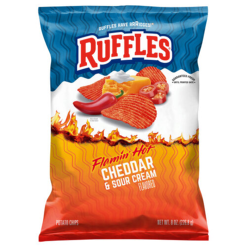 Ruffles Potato Chips, Cheddar & Sour Cream Flavored, Flamin' Hot