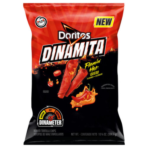 Doritos Tortilla Chips, Rolled, Flamin' Hot Queso Flavored