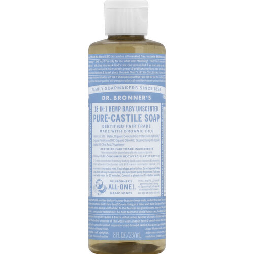 Dr. Bronner's Castile Soap, Pure, 18-In-1 Hemp, Baby, Unscented