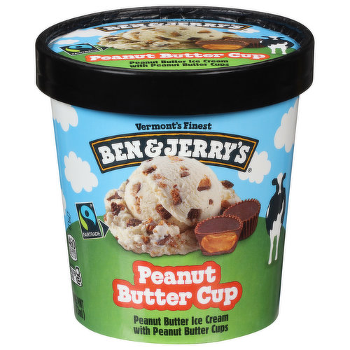 Vermont's finest. We interrupt our regularly scheduled programming to remind you how much you love ice cream that's perfectly peanut buttery & peanut butter cuppity at the same time. Making the fairtrade ingredients best possible ice cream in the best possible way. A Unilever brand. Cocoa, sugar, & vanilla: mass balance is used to match Fairtrade sourcing, total 47%, excluding water & dairy. info(at)fairtrade.net/sourcing. Certified Fair Trade by FLOCert. FSC - Mix packaging.