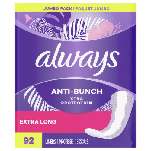 Always Liners, Extra Long, Unscented, Jumbo Pack