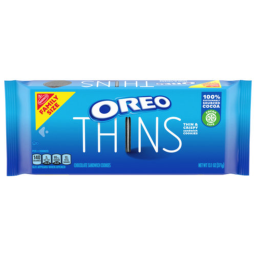 OREO OREO Thins Chocolate Sandwich Cookies, Family Size, 13.1 oz