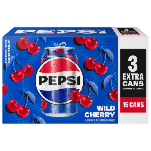 Pepsi Soda, Wild Cherry, 15 Pack