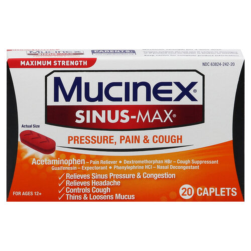 Mucinex Pressure, Pain & Cough, Maximum Strength