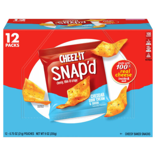 Cheez-It Cheesy Baked Snacks, Cheddar Sour Cream & Onion, 12 Packs