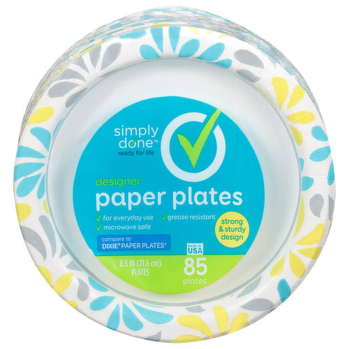Simply Done Paper Plates, Designer, 8.5 Inch