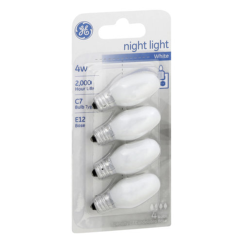 GE Light Bulbs, Night Light, White, 4 Watts
