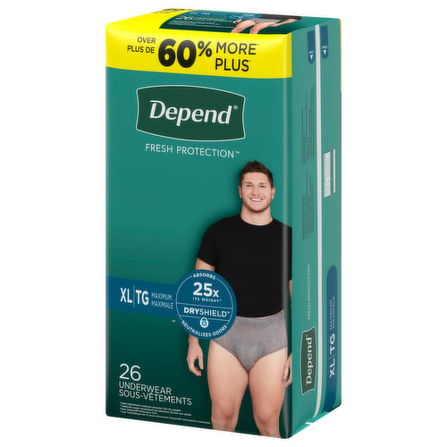 Depend Underwear, Skinguard, Maximum, 2 Colors, L-XL 12 ea