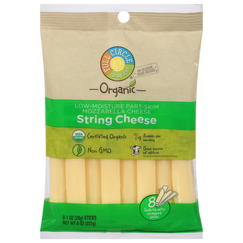 Full Circle Market String Cheese, Part-Skim, Mozzarella, Low-Moisture
