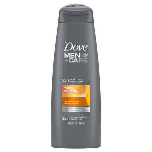 Dove Men+Care Shampoo + Conditioner, 2 in 1, Thick + Strong