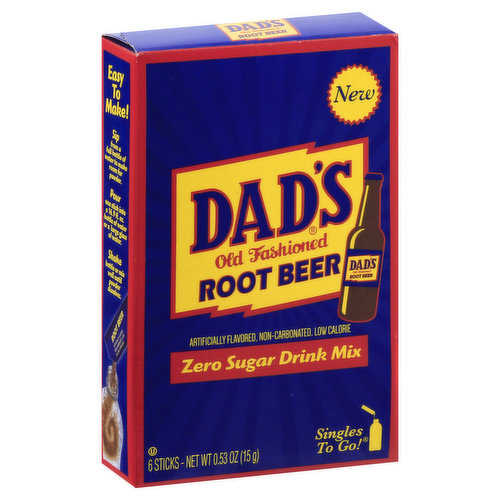 Dads Root Beer Drink Mix, Zero Sugar, Old Fashioned, Singles To Go