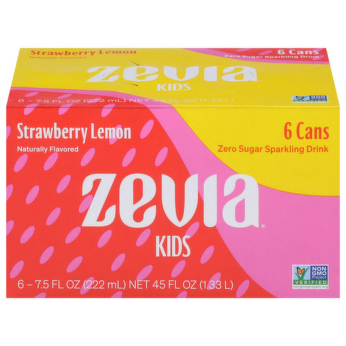 Zevia Sparkling Drink, Zero Sugar, Strawberry Lemon