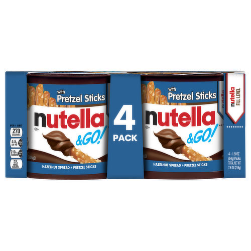 Nutella Hazelnut Spread + Pretzel Sticks, 4 Pack