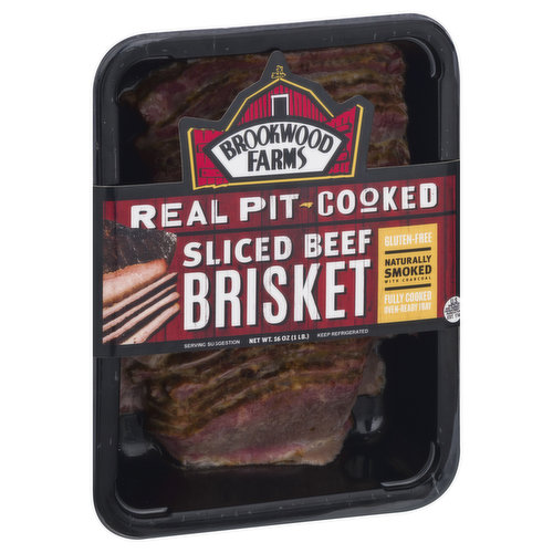 Real pit cooked. Gluten-Free. Naturally smoked with charcoal. Barbeque guaranteed. Since 1978, we've believed that slow cooking over real charcoal is the only way to bring out the flavor of real pit-cooked barbeque. U.S. inspected and passed by Department of Agriculture. brookwoodfarms.com. Learn more at brookwoodfarms.com.