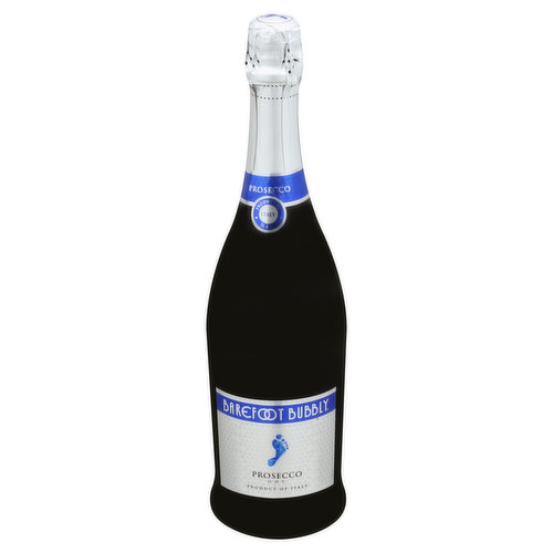 Prosecco - D.O.C. - Demi-sec. Barefoot Bubbly Prosecco is a delicate sparkling wine featuring flavors of Meyer lemon and crisp apple. Perfect with fresh fruit or bruschetta, Barefoot Bubbly Prosecco's lively bubbles embody the fun and friendly nature of this sparkler's Italian heritage. Cheers! - Jen Wall, Barefoot Winemaker. Alc. 11% by vol. Product of Italy.