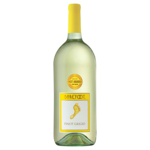 Barefoot Pinot Grigio blends have wow. Consistent quality, proven value. Gold! 2012 Consumer Wine Awards at Lodi. Pinot Grigio American: Barefoot Pinot Grigio is a crisp and refreshing wine with bright aromas and flavors of citrus and fresh green apple. Hints of Jasmine complement a bright, delicate, flavorful finish. Barefoot Pinot Grigio is a perfect match with poultry, seafood, spicy pasta, and pizza. Refreshing! barefootwine.com. Get Barefoot and have a great time! Alc. 12.5% by vol.