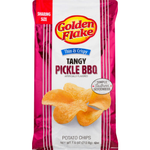 Golden Flake Potato Chips, Tangy Pickle BBQ, Thin & Crispy, Sharing Size