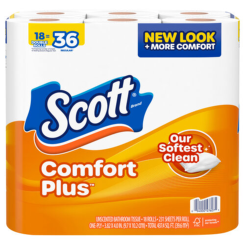 Scott Bathroom Tissue, Unscented, Double, One-Ply