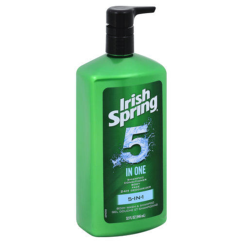 Irish Spring Body Wash & Shampoo, 5-in-1