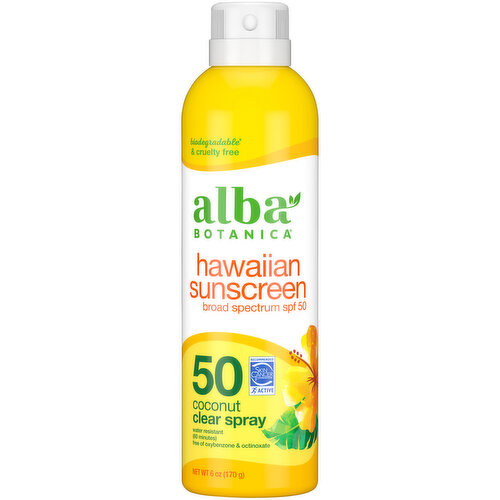 Alba Botanica Coconut Broad Spectrum SPF 50 Hawaiian Sunscreen Clear Spray