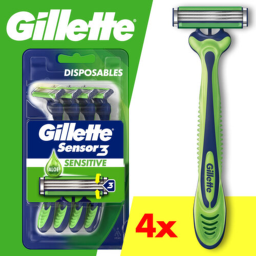 Gillette Razors, Disposable, Sensitive