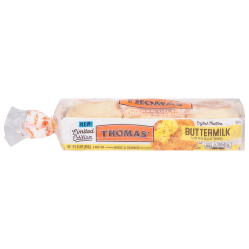 New! The original Nooks & Crannies English muffins. Easy-to-split. Wake up to what's possible. Welcome to a world of possibilities. Whether you're kicking off your morning or craving a midnight snack, look no further than Thomas English Muffins. Easy to split and even easier to eat, they toast (toast to a light brown, not a dark brown) up wonderfully - and their delicious Nooks & Crannies texture is perfect for pooling butter or holding any of your favorite toppings. Try one today and taste the tradition of quality that Thomas Bakeries have been proudly serving up for over 140 years. Energy Star Partner: We are committed to saving energy with Energy Star. See what you can do at www.energystar.gov. BCTGM: Bakery Confectionery Tobacco Workers & Grain Millers union made. AFL CIO CLC.