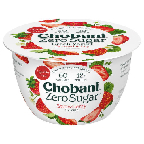 Chobani Yogurt, Zero Sugar, Nonfat, Greek, Strawberry