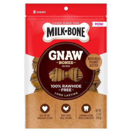 Milk-Bone Dog Treats, with Real Peanut Butter, Chews, Mini