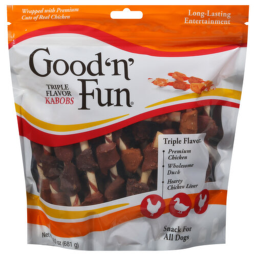 Good 'n' Fun Dog Snacks, Kabobs, Triple Flavor