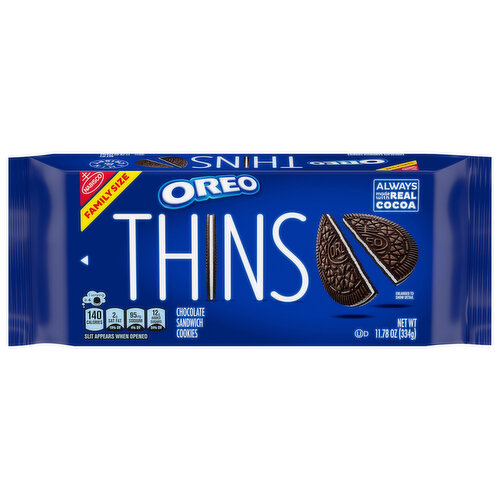 OREO Thins Chocolate Sandwich Cookies, Family Size, 11.78 oz