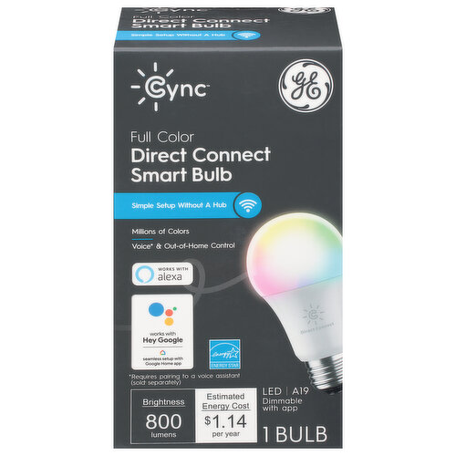 GE Smart Bulb, LED, Direct Connect, Full Color