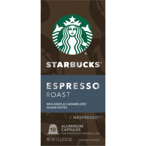 Starbucks Coffee, Ground, Espresso Roast, Aluminum Capsules