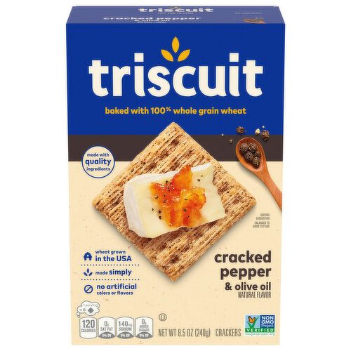 TRISCUIT Triscuit Cracked Pepper & Olive Oil Whole Grain Wheat Crackers, 8.5 oz