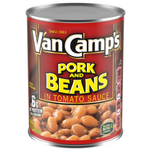 Since 1861. It's all about the recipe. It's no wonder Van Camp's pork & beans are one of America's favorites. Back in 1861, Gilbert Van Camp discovered something great when his wife, Hester, added tomato sauce to an old family recipe. Their son, Frank, perfected the taste by simmering premium ingredients to ensure a rich flavor and unparalleled product consistency. By 1909, Van Camp's was the number one selling pork and bean brand in the United States.