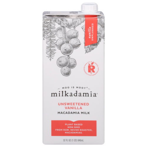 Milkadamia Macadamia Milk, Unsweetened Vanilla