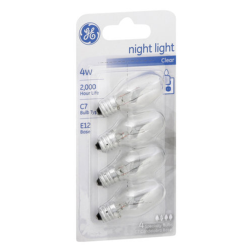 GE Light Bulbs, Night Light, Clear, 4 Watts