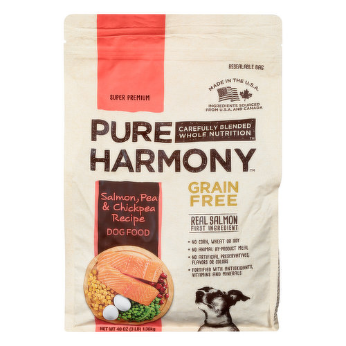 Pure Harmony Dog Food, Grain Free, Super Premium, Salmon, Pea & Chickpea Recipe