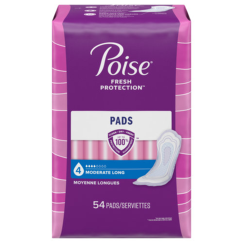 Poise Pads, Moderate, Long - Brookshire's