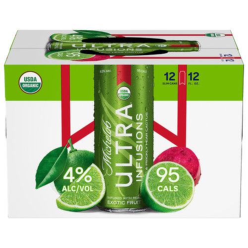 Light lager with real fruit and natural flavors (flavored beer in TX). USDA Organic. Certified Organic by OTCO. Enjoy responsibly. www.michelobultra.com. tapintoyourbeer.com. Questions/comments call: 1-800-342-5283. www.michelobultra.com. Thirsty for more info? tapintoyourbeer.com. Sustainable Forestry Initiative: Certified Sourcing. www.sfiprogram.org. We support the Sustainable Forestry Initiative by obtaining the packaging materials used in this carrier from certified sources, because we believe in managing our forests for future generations. Please recycle. 4.0% alc./vol. 8