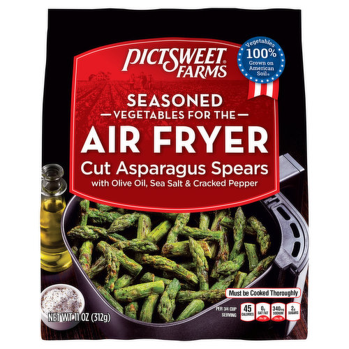Cut asparagus spears with olive oil, sea salt & cracked pepper. Seasoned vegetables for the air fryer.